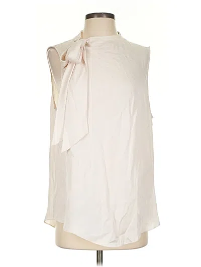 Pre-owned Trina Turk Sleeveless Silk Top Ivory Tie Neck Tops