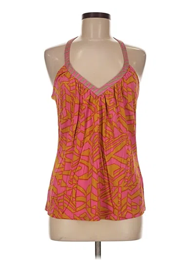 Pre-owned Trina Turk Sleeveless Silk Top Orange Halter Neckline Tops