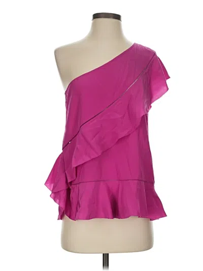 Trina Turk Sleeveless Silk Top Pink One Shoulder Neckline Tops