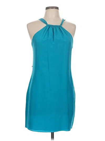 Pre-owned Trina Turk Sleeveless Silk Top Teal Halter Neckline Tops