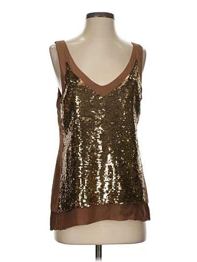 Pre-owned Trina Turk Sleeveless Top Gold Scoop Neck Tops