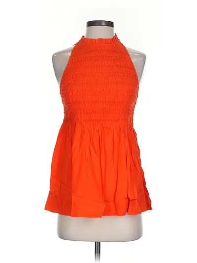 Pre-owned Trina Turk Sleeveless Top Orange Halter Neckline Tops