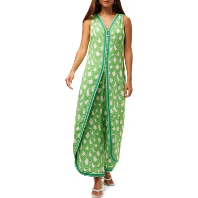 Trina Turk Slice Top In Grass Court Green/whitewash