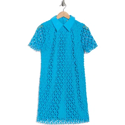 Trina Turk Sorrento Short Sleeve Cutout Shirtdress In Blue