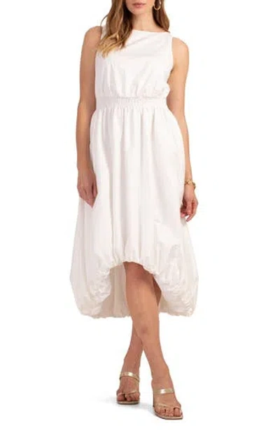 Trina Turk Sought After Sleeveless Bubble Hem Midi Dress In White