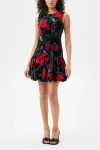 Trina Turk Splendored Bubble Hem Printed Velvet Dress In Multi