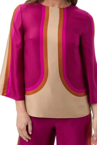 Trina Turk Sprig 3 Printed 3/4 Sleeve Top In Pink