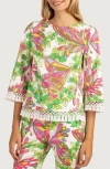 Trina Turk Women's Sprig Printed Fringe Blouse In Multi Green