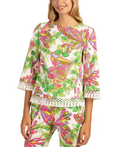 Trina Turk Women's Sprig Printed Fringe Blouse In Neutral