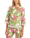 Trina Turk Women's Sprig Printed Fringe Blouse In Multi