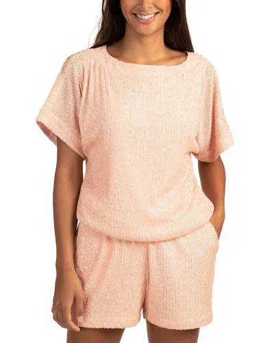 Trina Turk Sprite 2 Short-sleeve Sequin Top In Strawberry Fields