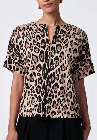 Trina Turk Stagehands Half-zip Top In Jaguar Knit Jacquard In Multi