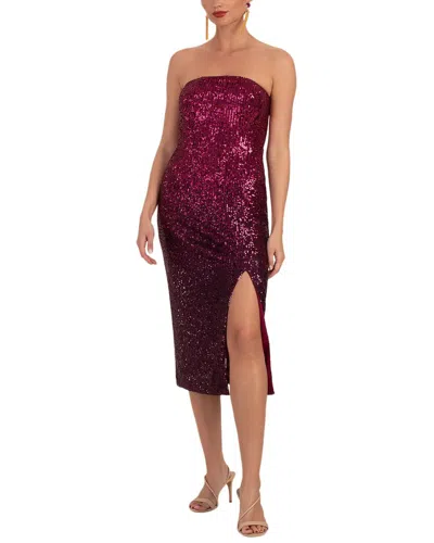 Trina Turk Stella Strapless Ombre Sequin Midi Dress In Festive Fuchsia Plum