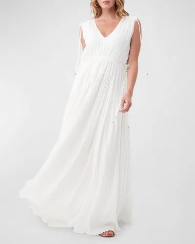 Trina Turk Stellara Sleeveless Ruched Maxi Dress In Whitewash