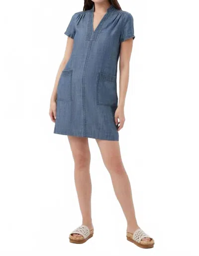 Trina Turk Straight Short Dress In Denim In Gray