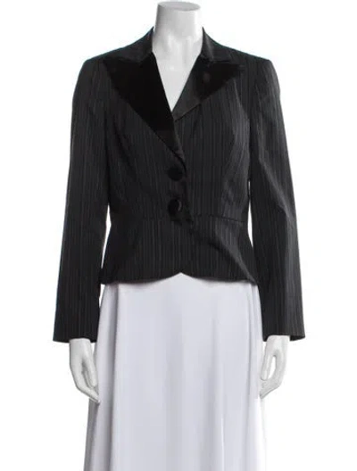 Pre-owned Trina Turk Striped Blazer In Gray