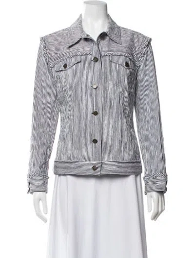 Pre-owned Trina Turk Striped Jacket In Blue