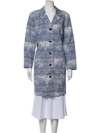 Pre-owned Trina Turk Striped Trench Coat In Blue