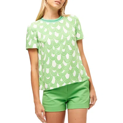 Trina Turk Sugar Hill 2 Top In Grass Court Green/whitewash