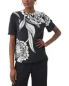 Trina Turk Sugar Hill Floral-print Crewneck Top In Black