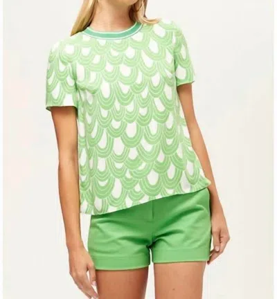 TRINA TURK SUGAR HILL TOP IN GREEN/WHITE