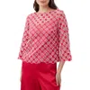 Trina Turk Sun Geometric Lace Top In Cannes Coral/whitewash