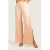 Trina Turk Sunset Satin Wide-leg Pants With Split Hem In Strawberry Fields