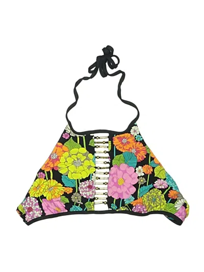 Pre-owned Trina Turk Swimsuit Top Black Floral Pattern Swimwear