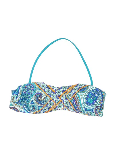 Pre-owned Trina Turk Swimsuit Top Blue Paisley Pattern Swimwear
