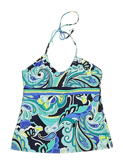 Pre-owned Trina Turk Swimsuit Top Blue Paisley Pattern Swimwear
