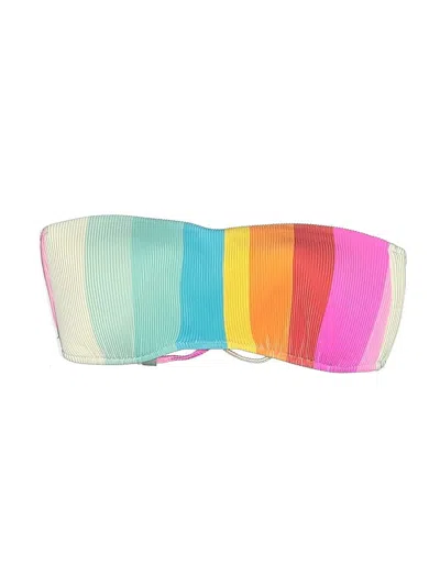 Pre-owned Trina Turk Swimsuit Top White Color Block Pattern Swimwear