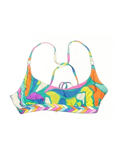 Pre-owned Trina Turk Swimsuit Top Yellow Print Pattern Swimwear