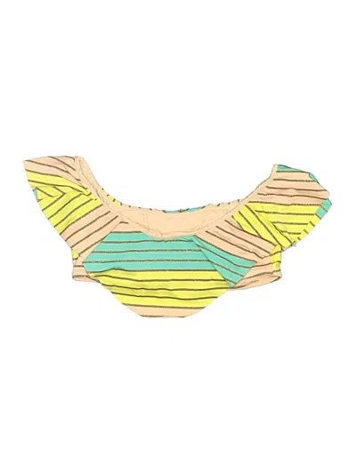 Pre-owned Trina Turk Swimsuit Top Yellow Stripes Pattern Swimwear