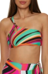 Trina Turk Swoop One-shoulder Bikini Top In Pink Multi