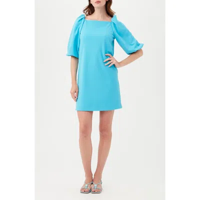 Trina Turk Symphone Puff Sleeve Shift Dress In Blue
