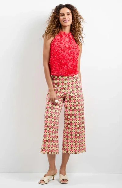 Trina Turk Tamika 3d Floral Halter Top In Multi