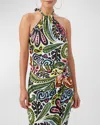 Trina Turk Tamika Reversible Tie-back Halter Top In Multi