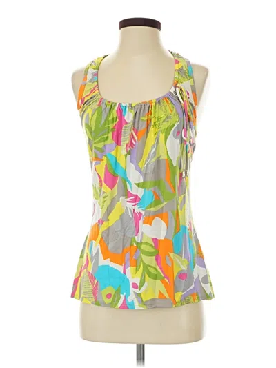 Pre-owned Trina Turk Tank Top Green Halter Neckline Tops