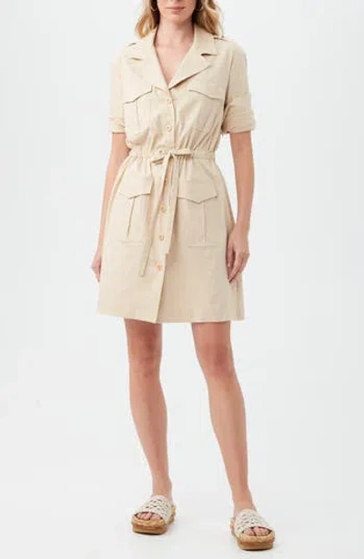 Trina Turk Tasha Drawstring Waist Shirtdress In Biscotti