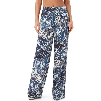 Trina Turk Tavia Printed Wide Leg Pant In Blue
