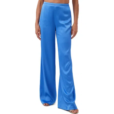 Trina Turk Tavia Wide Leg Satin Pant In Beach Ball Blue
