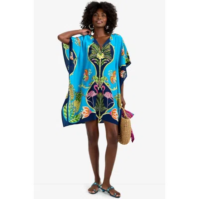 Trina Turk Theodora Tiger Lily Printed Silk Caftan Dress In Multi