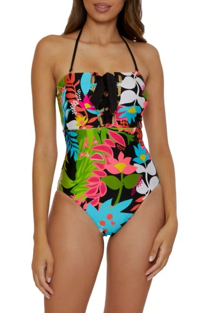 Trina Turk Tiki Bandeau One-piece Swimsuit In Tropical Multi