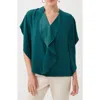 Trina Turk Flutter Sleeve Top In Sage In Greenwich