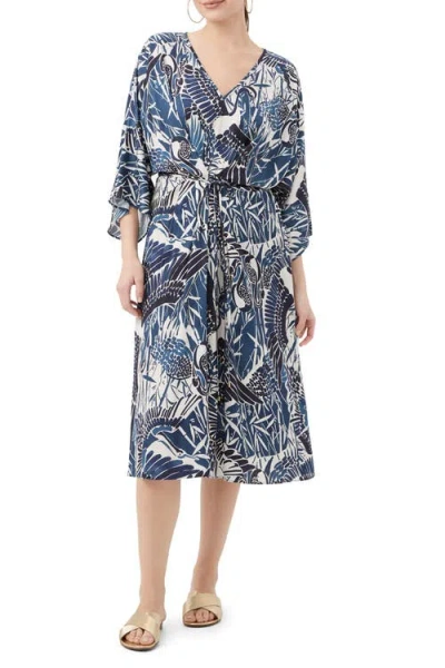 Trina Turk Topspin Printed Faux Wrap Dress In Blue