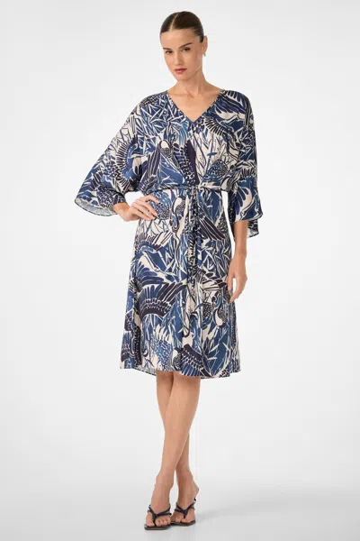 Trina Turk Topspin Short-sleeve Midi Dress In Blue