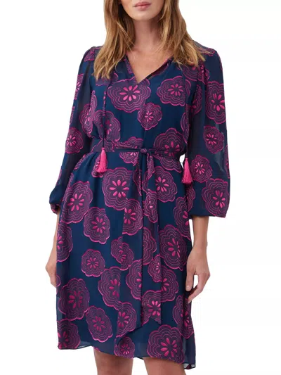 Trina Turk Tribeca Floral Jacquard Tassel Midi Dress In Ink Trina Pink