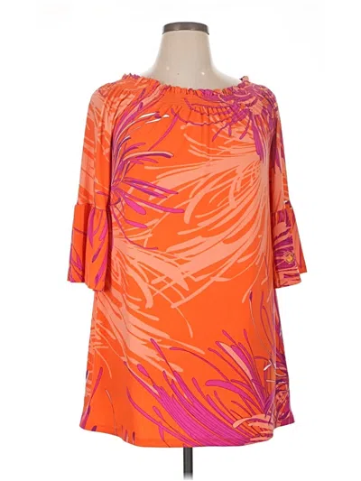 Pre-owned Trina Turk Trina  3/4 Sleeve Blouse In Orange