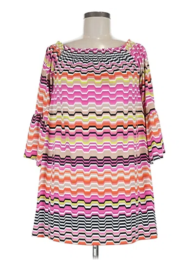 Pre-owned Trina Turk Trina  3/4 Sleeve Blouse In Pink