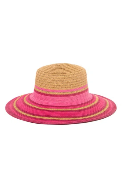 Trina Turk Tuscanny Straw Sun Hat In Natural Pink